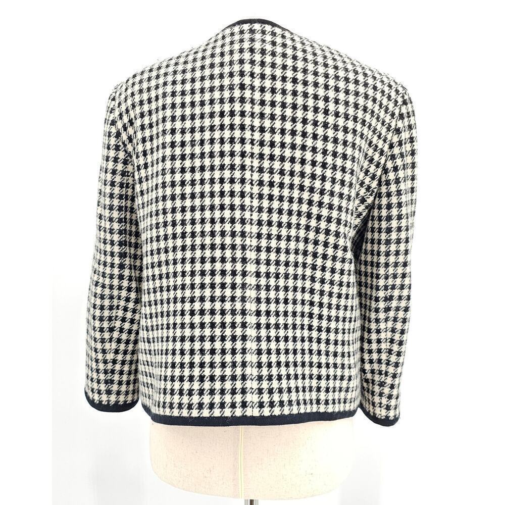 Ralph Lauren Women's Size 12 Wool Black and White Houndstooth Blazer Jacket - Picture 3 of 8